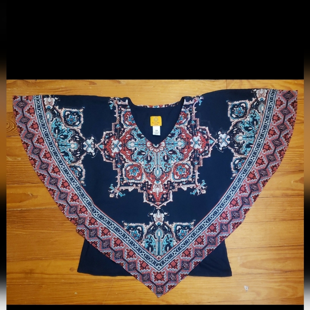 Ruby Rd. Women's Top - Navy and Red Pattern - Picture 4 of 9